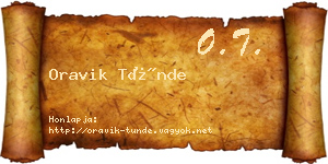 Oravik Tünde névjegykártya